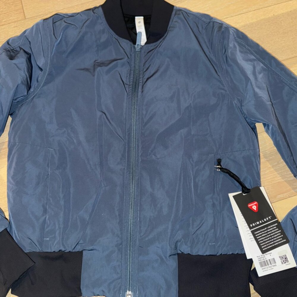 ❤️ Lululemon Non-Stop Bomber *Reversible Jacket Iron Blue / Black Size 4 NWT - Picture 7 of 7
